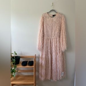 ASOS | Dresses | Asos Design Tiered Midi Dress In Fluffy Texture In Pink |  Poshmark